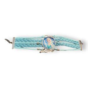 🆕 NWT Disney Frozen Elsa Leather Cord Charm Bracelet